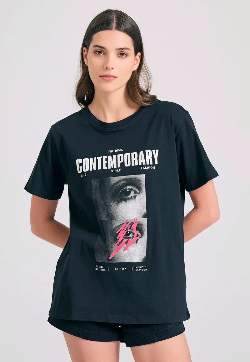 Loose fit t-shirt με illusion photographic τύπωμα