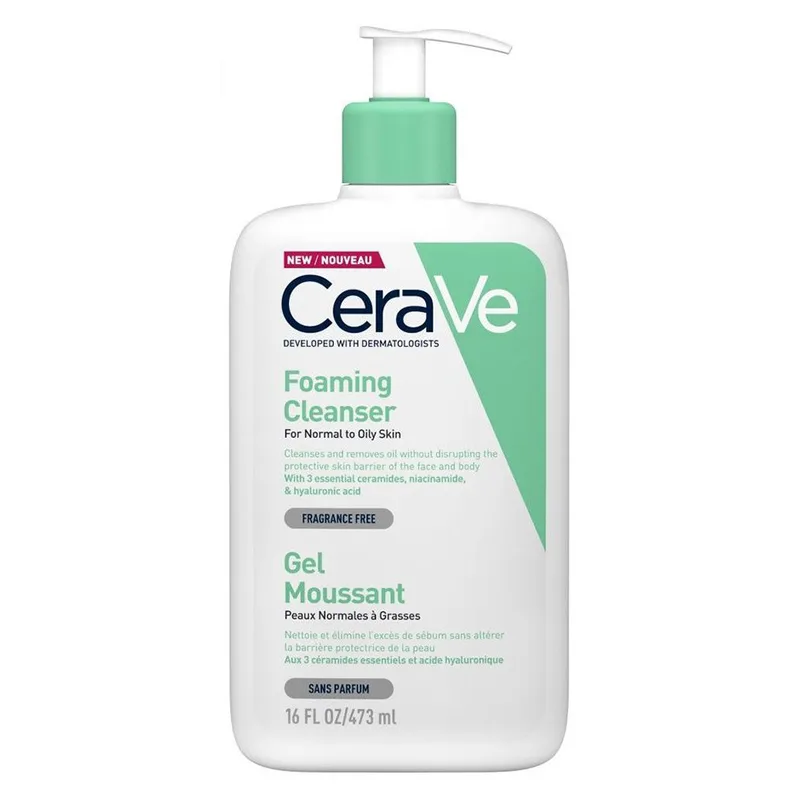 CeraVe for Normal to Oily Skin Face & Body Foaming Cleanser Gel Αφρώδες Gel Καθαρισμού Προσώπου & Σώματος για Κανονική προς Λιπαρή Επιδερμίδα 473ml