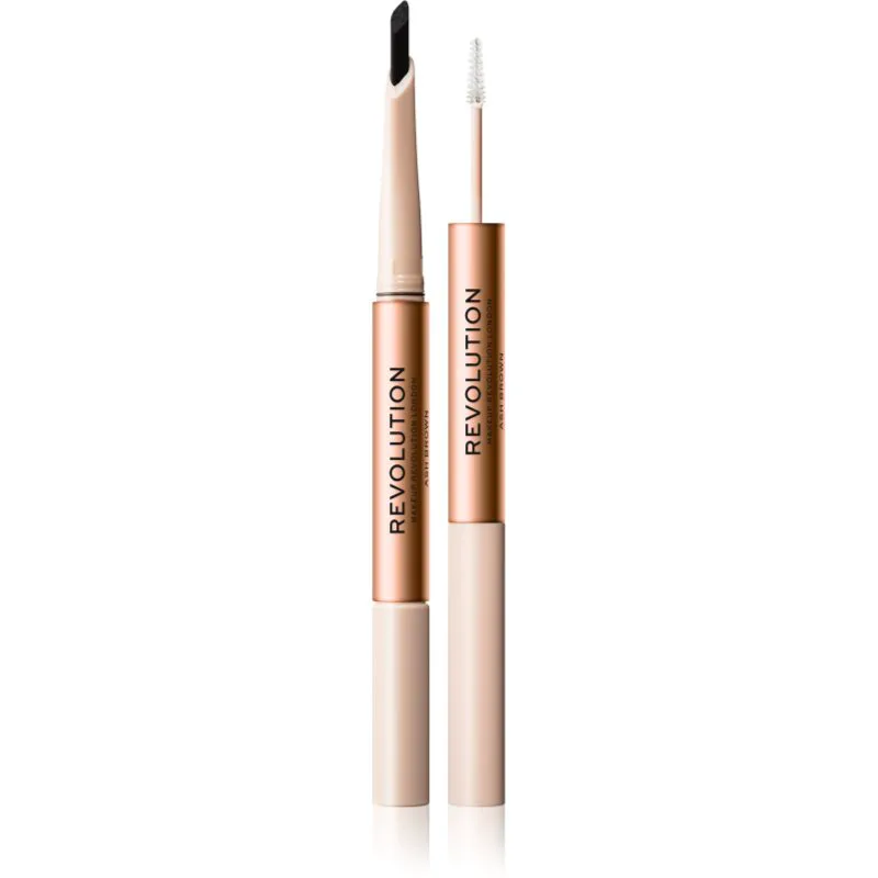 Revolution Fluffy Brow Filter Duo μολύβι ματιών διπλής όψης για φιξάρισμα και σχήμα απόχρωση Ash Brown 0.12 γρ