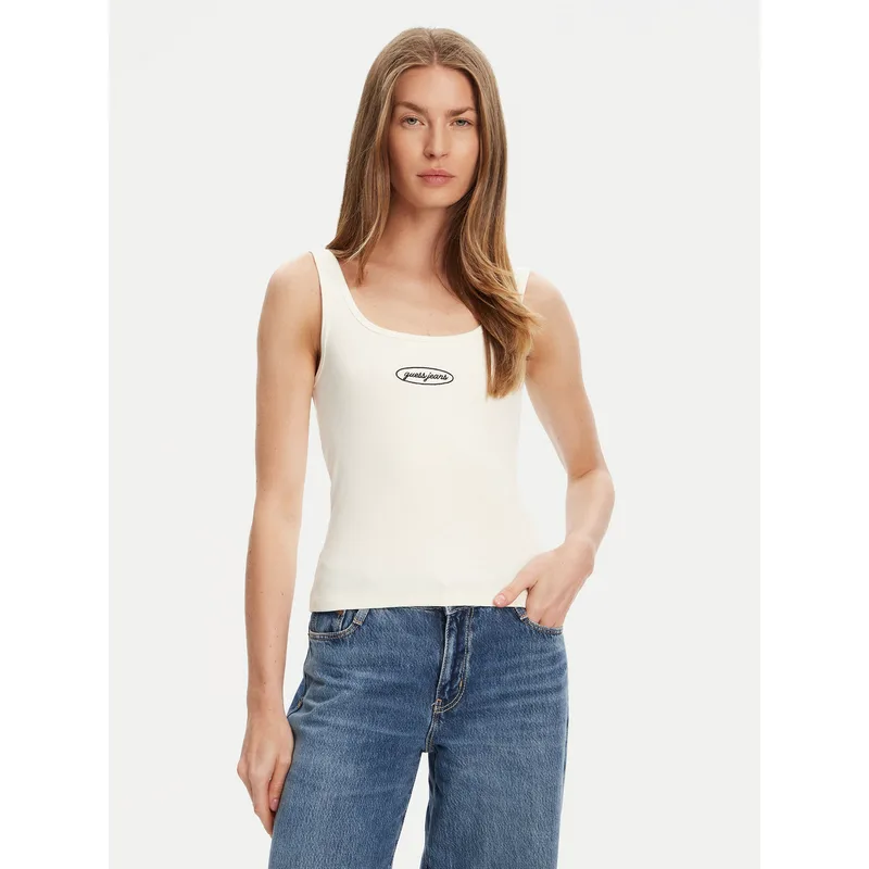Guess Jeans Τοπ W5YP35 KA0H1 Εκρού Regular Fit