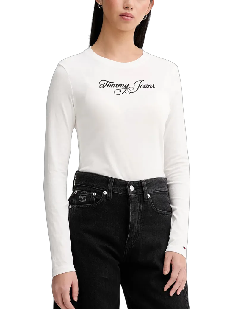 Γυναικείο Slim Μακρυμάνικο T-shirt Λευκό Tommy Jeans DW0DW21844-YBL