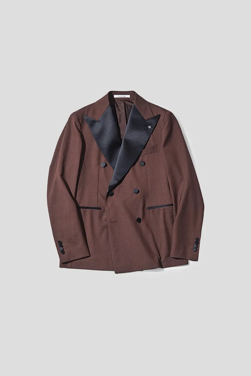 TAGLIATORE Ανδρικό Καφέ Double-Breasted Tuxedo Jacket