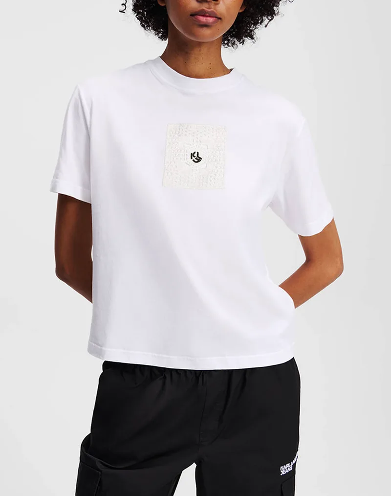 KARL LAGERFELD JEANS KLJ REGULAR CROCHET TEE A2W17096-100 White