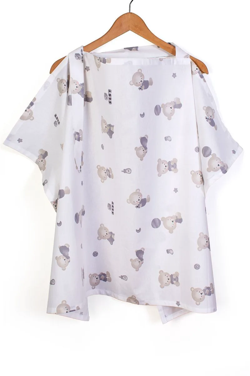 Ποδιά Θηλασμού Βαμβακερή 105x70εκ. Bear's Nest 05 White-Grey DimCol