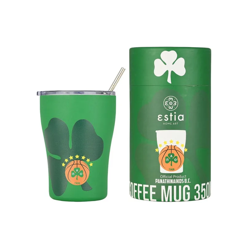 Κούπα θερμός με καλαμάκι 350ml Estia Panathinaikos Basketball Edition - Τριφύλλι