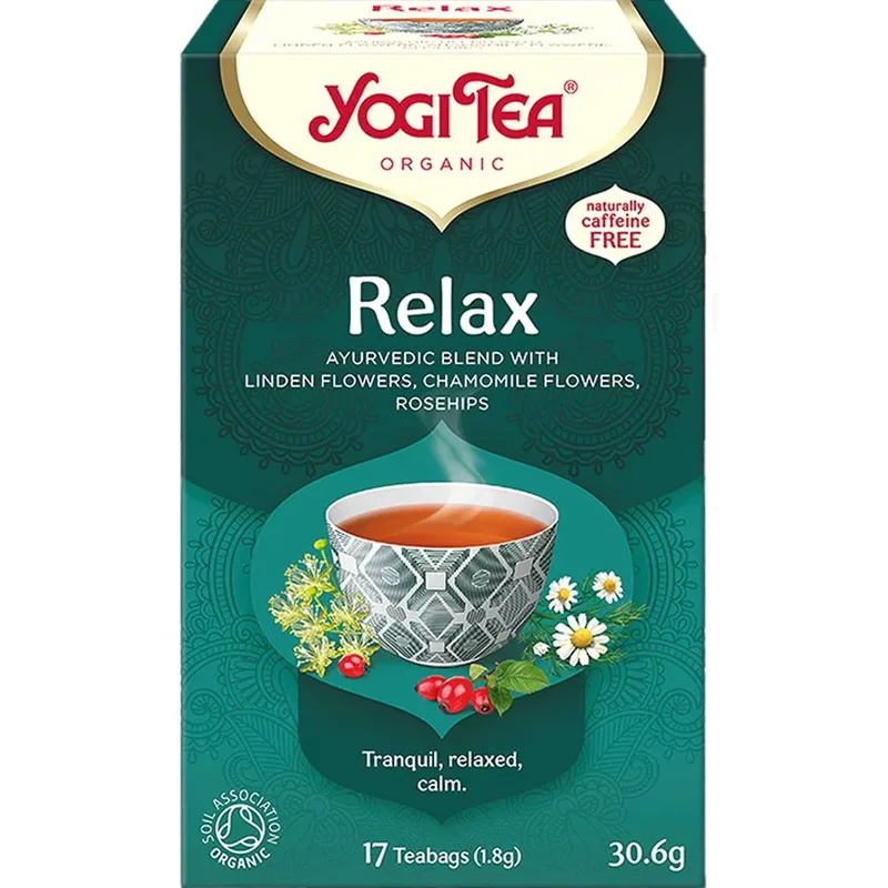 Yogi Tea Relax Ayurvedic Blend 17 Teabags (17 Φακελάκια x 1.8g),Τσάι για Ηρεμία & Χαλάρωση με Άγριο Τριαντάφυλλο, Πορτοκάλι & Σμέουρο