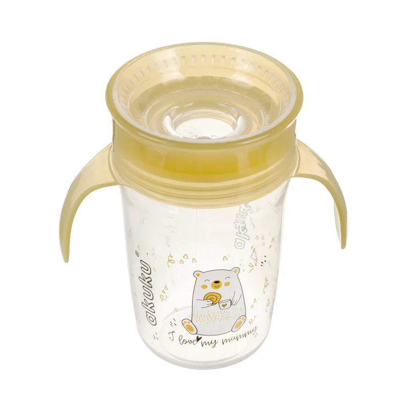 Εκπαιδευτικό Ποτηράκι 360° Με Χερούλια 240ml Yellow akuku A0670 (Χρώμα: Κίτρινο ) - akuku - A0670