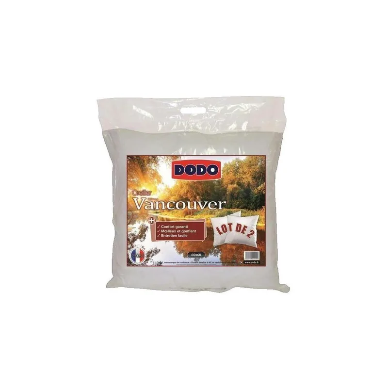 Dodo Oreillers VANCOUVER Lot de 2 60x60 cm Blanc