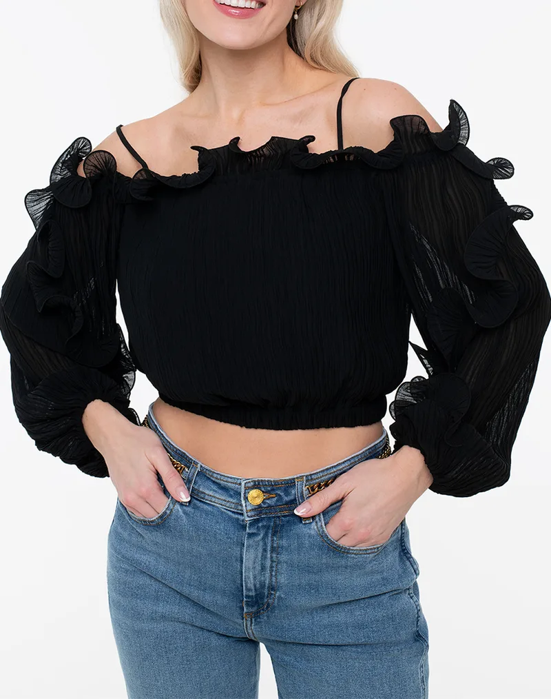 GUESS LS GABRIELLA TOP ΠΟΥΚΑΜΙΣΟ ΓΥΝΑΙΚΕΙΟ W6RH29WI342-JBLK Black