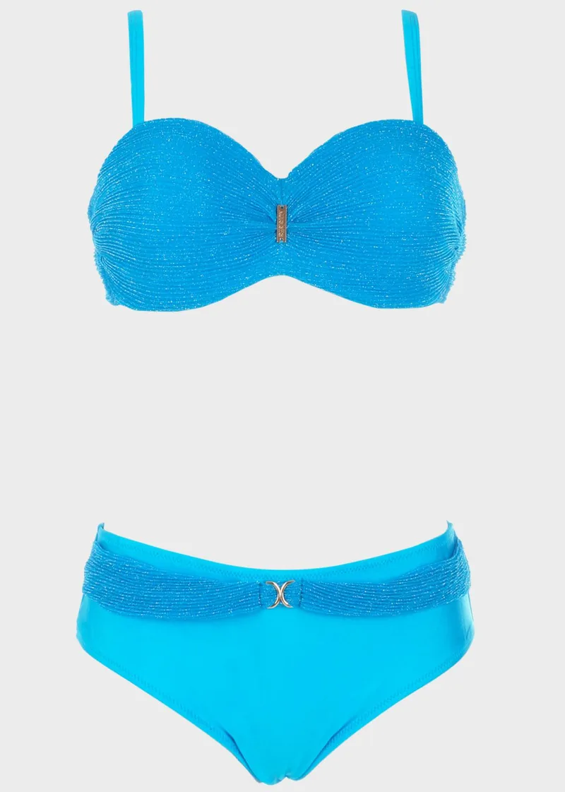 Bikini μονόχρωμο λούρεξ.Καλύπτει C Cup INDIGO
