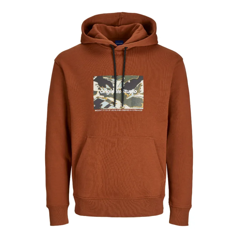 Hoodie φούτερ με μεταξοτυπία "Vesterbro Newton Boxfront" Jack & Jones +Fit - Brandy Brown