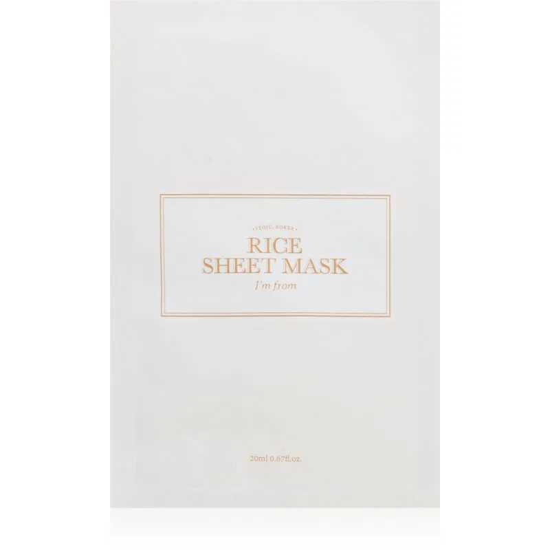 I'm from Rice Sheet Mask υφασμάτινη μάσκα ενυδάτωσης για ενοποίηση τόνου της απόχρωσης δέρματος 1 τμχ