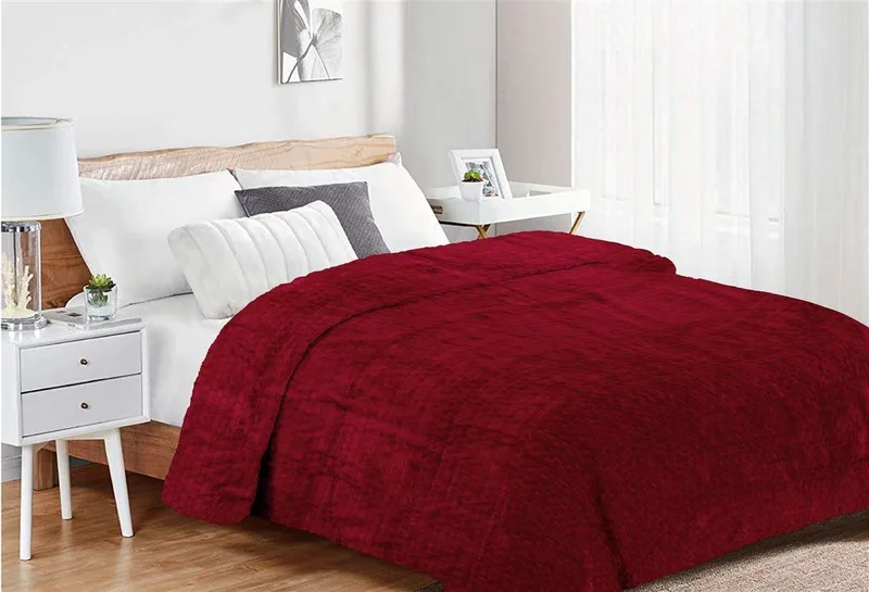 Κουβέρτα Fleece Υπέρδιπλη Dimcol Jacquard Brick 04 220x240 Bordeaux
