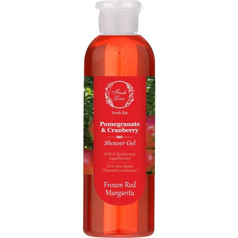 Fresh Line Fresh Bar Pomegranate & Cranberry Shower Gel Frozen Red Margarita Φρουτένιο & Αναζωογονητικό Αφρόλουτρο Σώματος Φυσικής Σύνθεσης με Ρόδι & Κράνμπερι 200ml