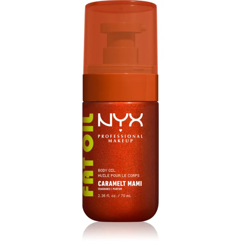 NYX Professional Makeup Fat Oil Body θρεπτικό λάδι σώματος προσθέτει ενυδάτωση και λάμψη με άρωμα Caramelt Mami 70 ml