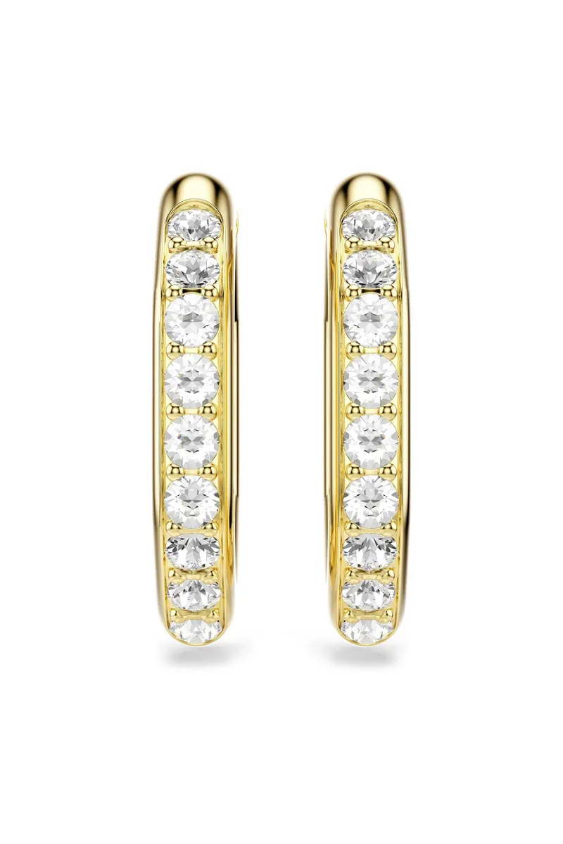Swarovski γυναικείοι κρίκοι οκταγωνικό σχήμα, στρογγυλή κοπή, mεσαία, λευκά, επιμετάλλωση σε χρυσαφί τόνο "Dextera" - 5724584