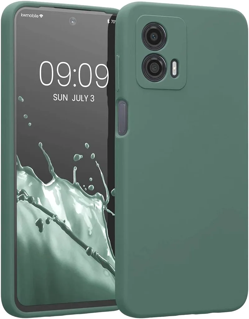 KWmobile Soft Flexible Rubber Cover - Θήκη Σιλικόνης Motorola Moto G53 με Πλαίσιο Κάμερας - Forest Green (60836.166)