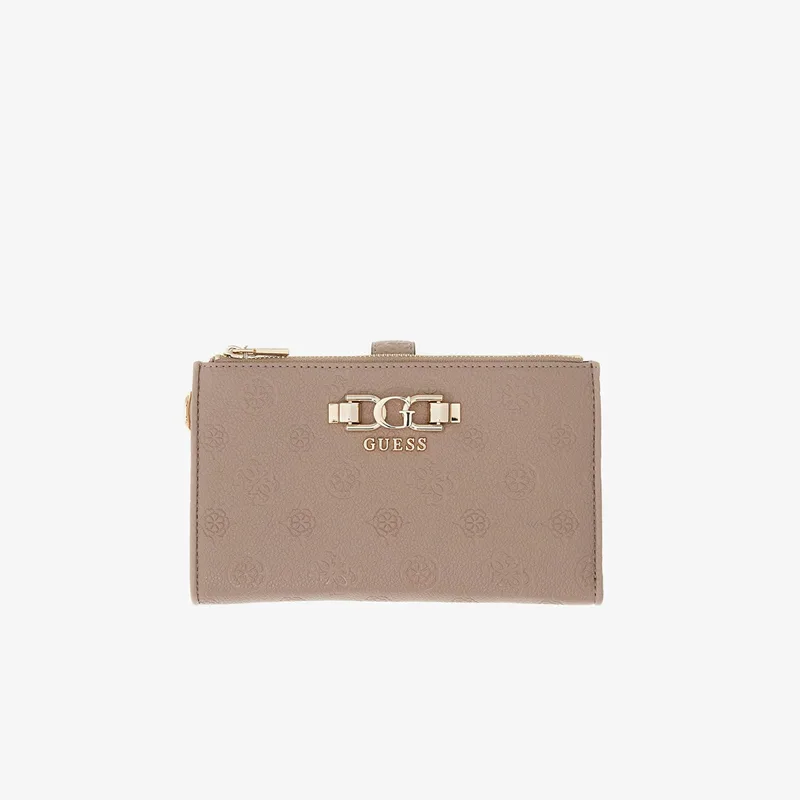 Πορτοφόλι GUESS Anise Slg Double Zip Organizer Dark Taupe Logo Universal