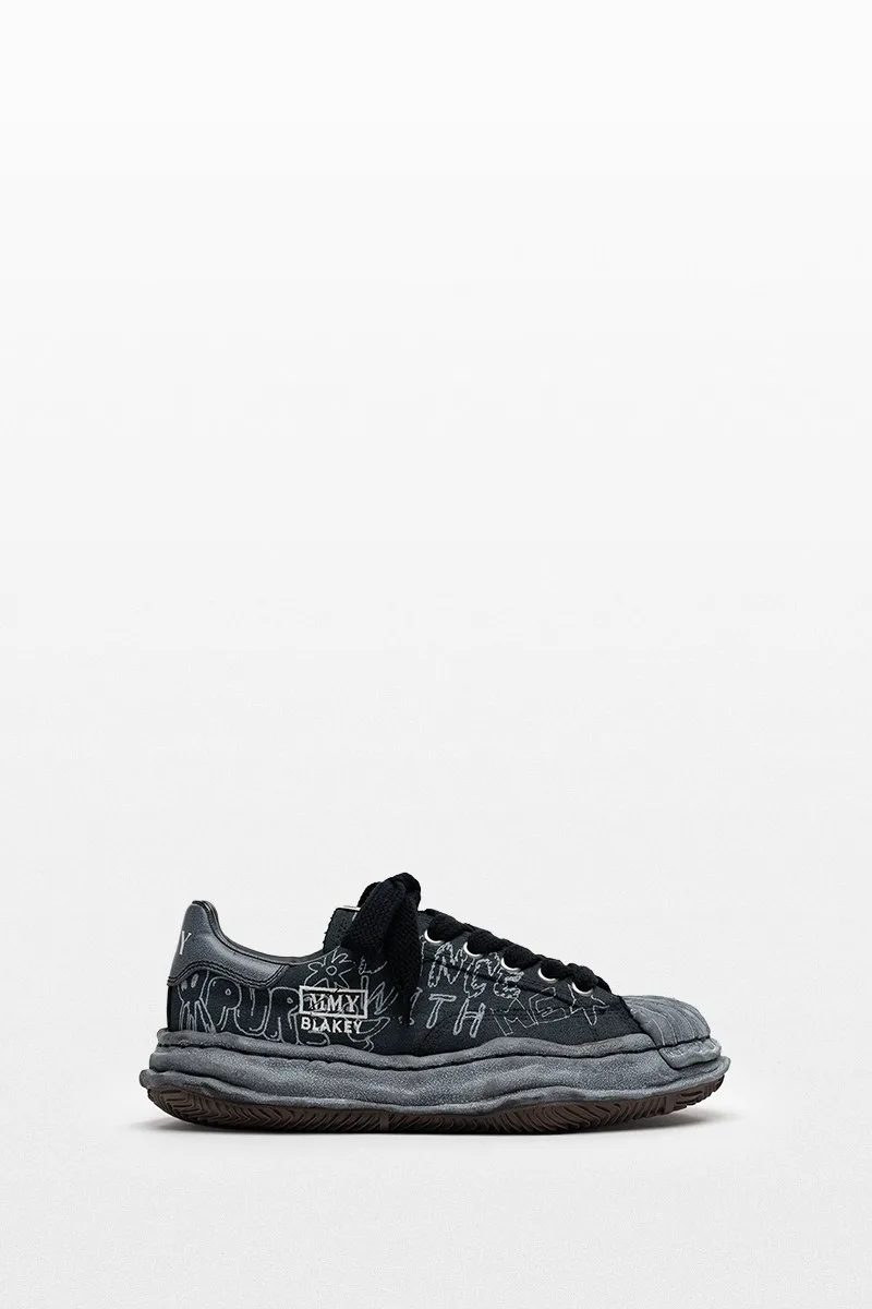 MAISON MIHARA YASUHIRO Ανδρικό Μαύρο "BLAKEY" OG Sole Graffiti Printed Low Top Sneaker