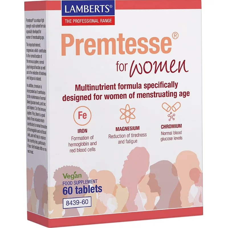 Lamberts Premtesse for Women Συμπλήρωμα Διατροφής Πολυβιταμινών, Μετάλλων & Ιχνοστοιχείων που Συμβάλει στην Επίτευξη Ορμονικής Ισορροπίας των Γυναικών σε Αναπαραγωγική Ηλικία 60tabs