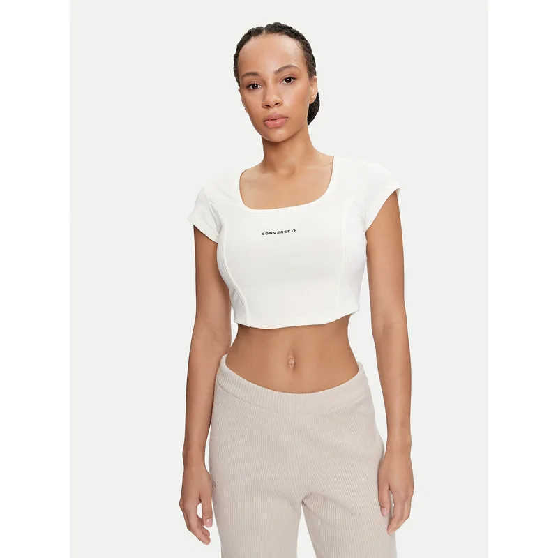Converse Τοπ W Wordmark Corset Top 10026506-A02 Εκρού Slim Fit