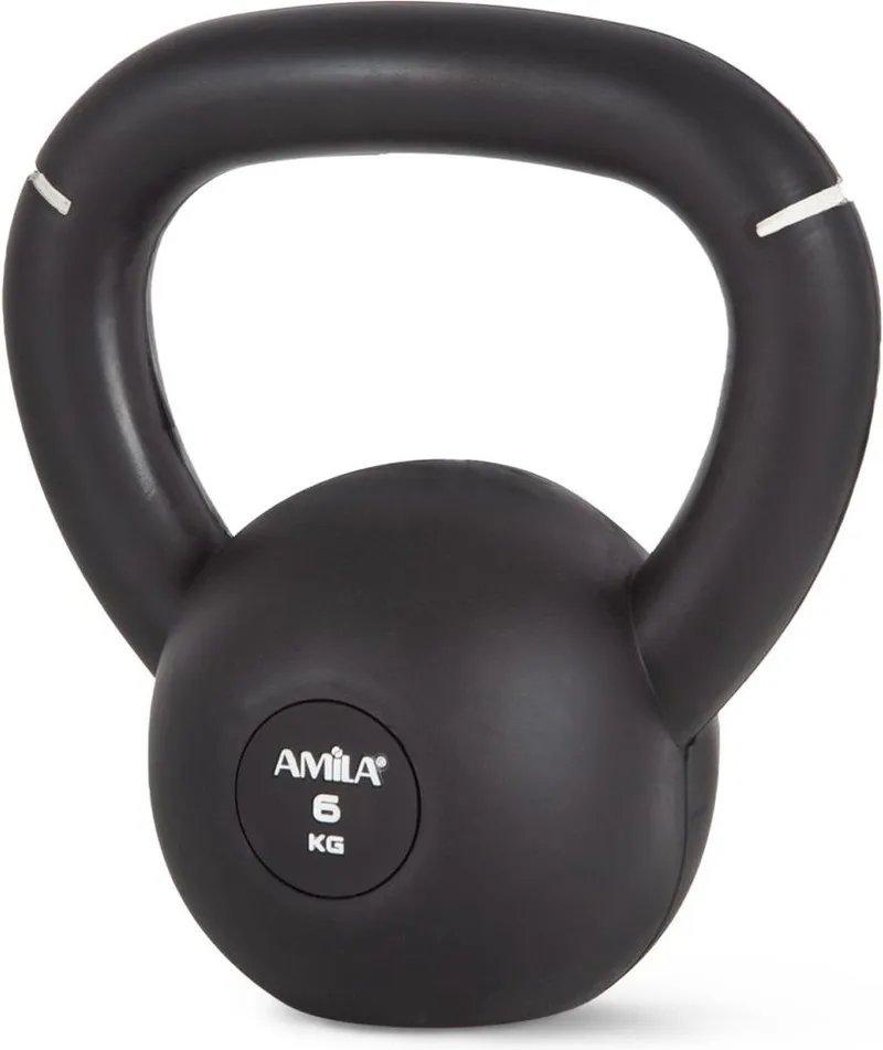 ΒΑΡΟΣ AMILA KETTLEBELL ORIGINAL RUBBER ΜΑΥΡΟ/ΛΕΥΚΟ (6 KG)
