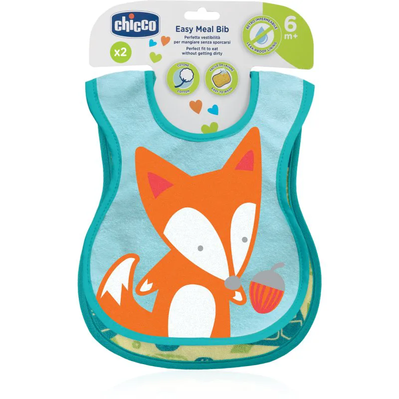 Chicco Easy Meal Bib 6m+ σαλιάρα Green 2 τμχ