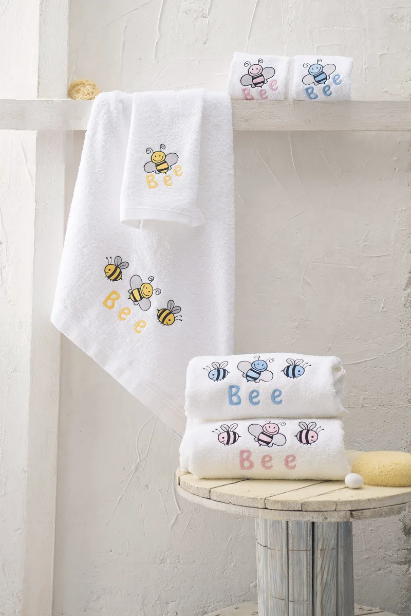 Σετ Πετσέτες 2 Τεμαχίων Rythmos Honey Bee Σιέλ