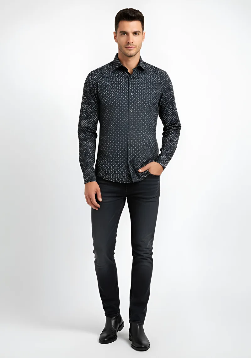 Guy Laroche Πουκάμισο της σειράς Print - GLEW28710/ CL 1 Blue Black