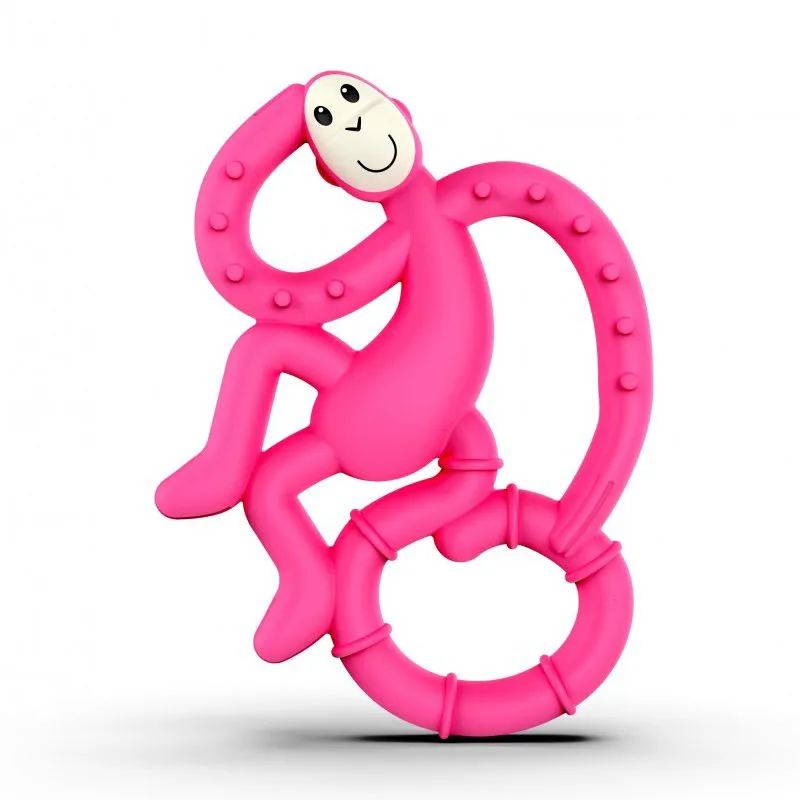 Matchstick Monkey Mini Monkey Teether Κωδ 240303 Μασητικό Οδοντοφυΐας από την Γέννηση 1 Τεμάχιο - Ροζ