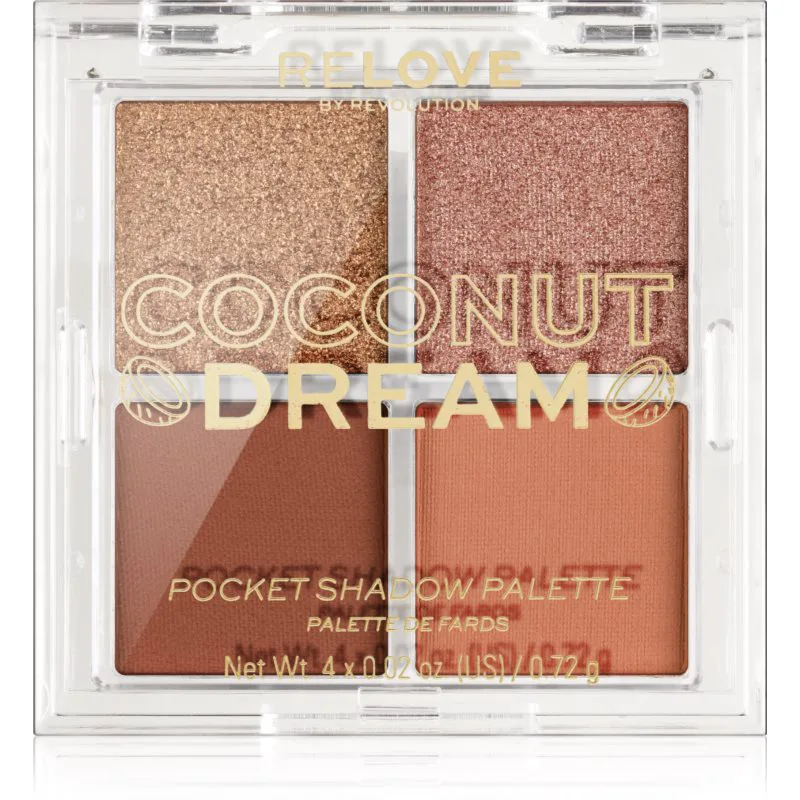 Revolution Relove Pocket Palette Παλέτα σκιών για τα μάτια απόχρωση Coconut Dream 4x0.72 γρ