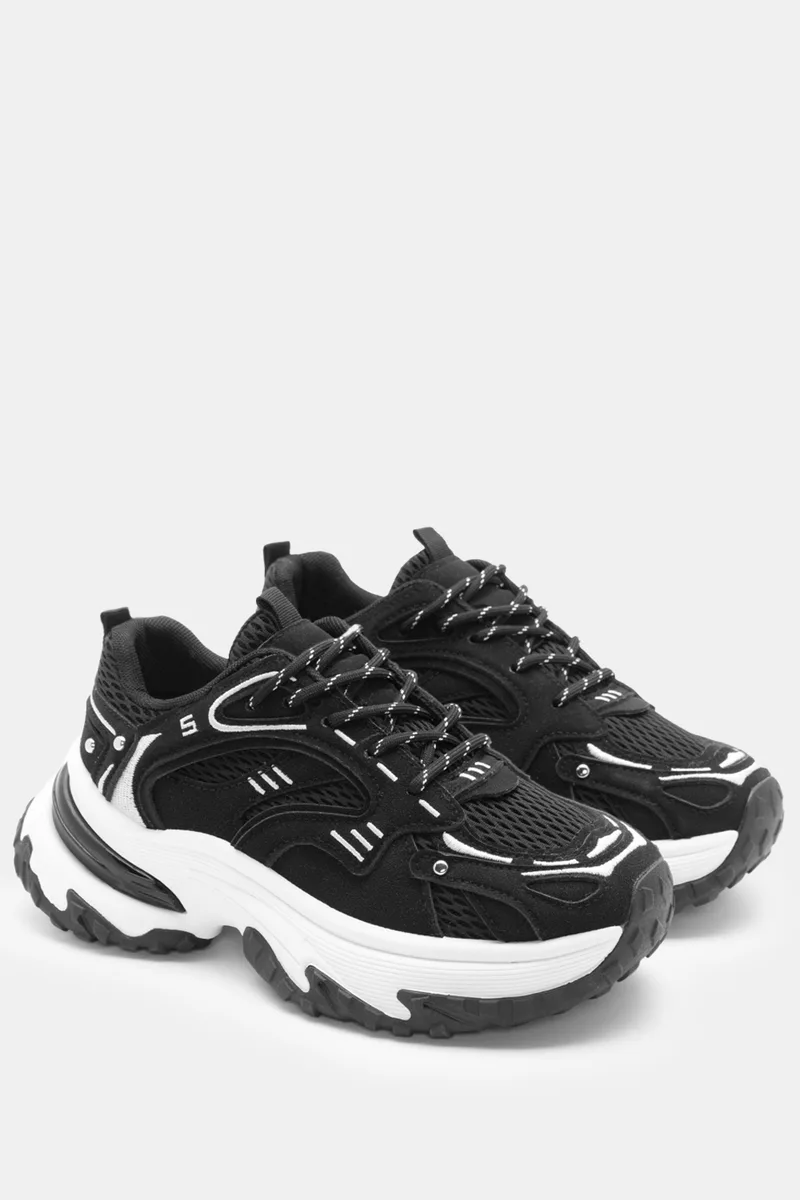 Sneakers Chunky με Συνδυασμό Χρωμάτων - Μαύρο