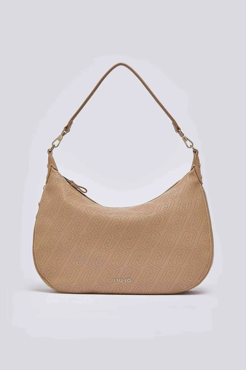 Liu Jo γυναικεία τσάντα hobo με λογότυπο και all-over logo print - AA6134ES026 Καφέ Ανοιχτό