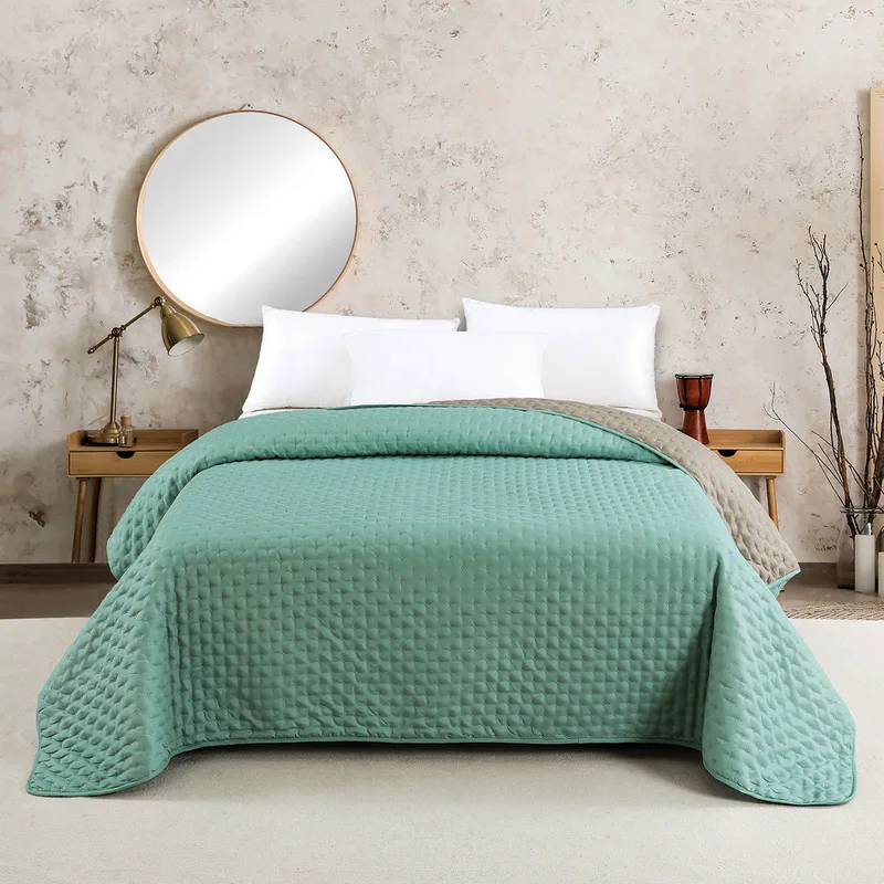 Κουβερλί King Size (260x240) 2 Όψεων Melinen Renzo Aqua/D.Grey