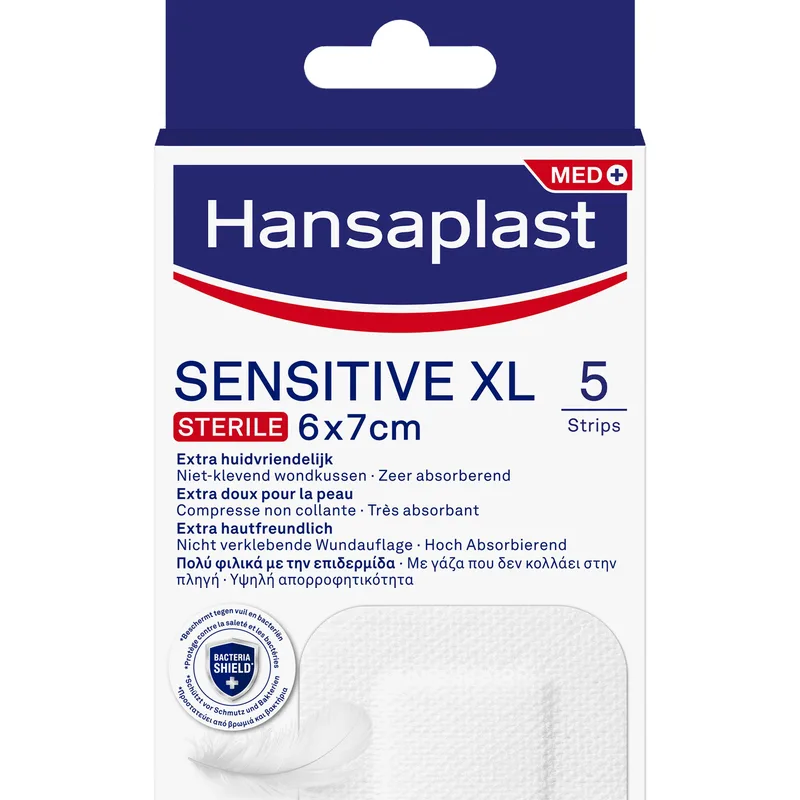 Hansaplast Sensitive XL Sterile 6x7cm Αυτοκόλλητα Αποστειρωμένα Επιθέματα για Μεγαλύτερες Πληγές & Μετεγχειρητικά Τραύματα 5 Τεμάχια