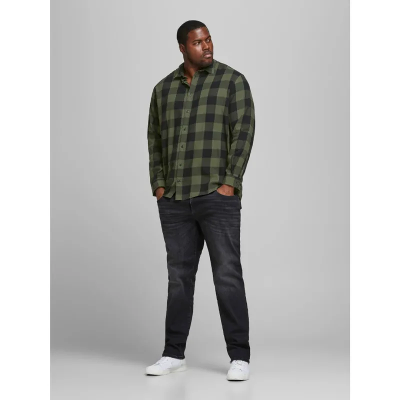 Jack & Jones Egingham Twill Shirt,βαμβακερό πουκάμισο φανέλα - Dusty Olive