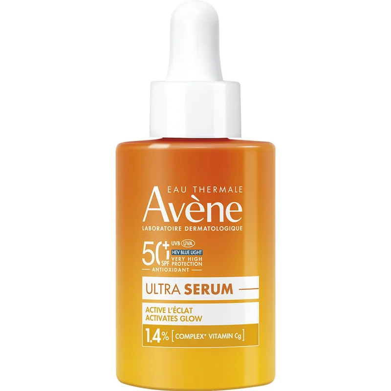 Avene Active Glow Spf50+, 1.4% Vitamin Cg Complex Ultra Serum Αντιγηραντικός Ορός Προσώπου Άμεσης Λάμψης Πολύ Υψηλής Προστασίας με Σύμπλεγμα Βιταμίνης Cg 30ml