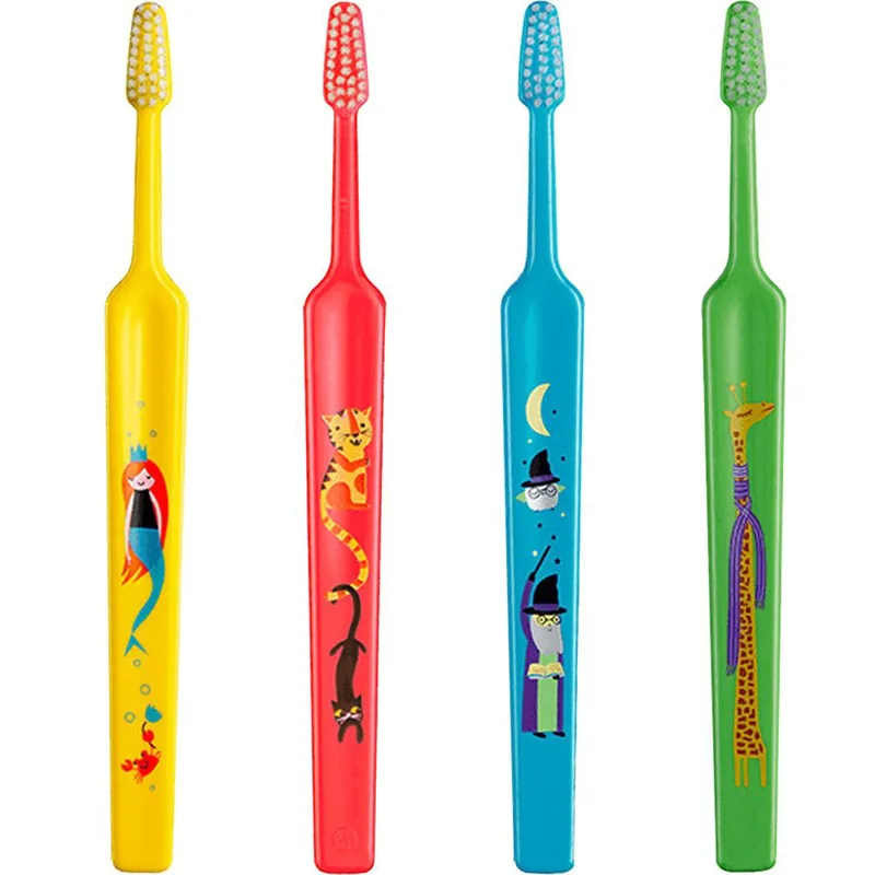 TePe Kids Extra Soft Toothbrush 3+ Years Οδοντόβουρτσα με Μικρή Κωνική Κεφαλή & Πολύ Μαλακές Ίνες Κατάλληλη για τα Πρώτα Δόντια 4 Τεμάχια - Multicolor 9