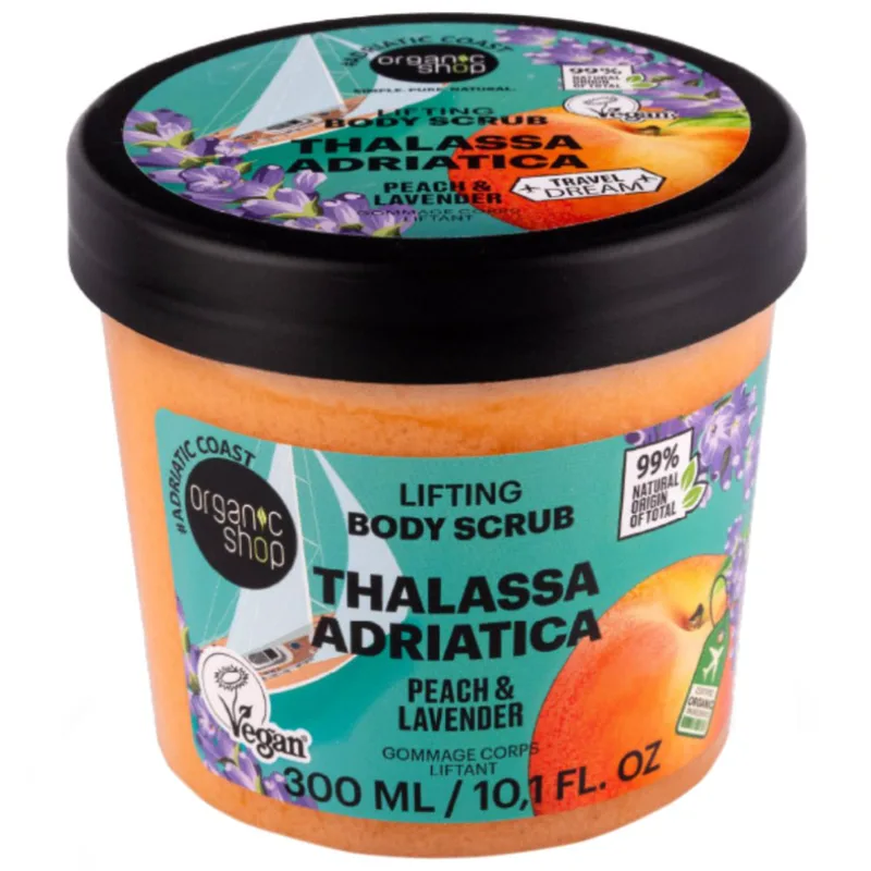 Organic Shop Lifting Thalassa Adriatica Peach & Lavender Ενυδατικό Απολεπιστικό Σώματος με Άρωμα Ροδάκινο & Λεβάντα για Χαλάρωση & Αναζωογόνηση 300ml