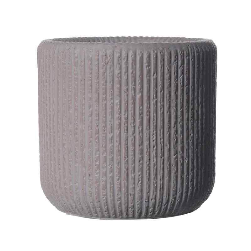 Supergreens Γλάστρα Πήλινη Στρογγυλή "Stripe" Καφέ L 42x42x40 εκ.