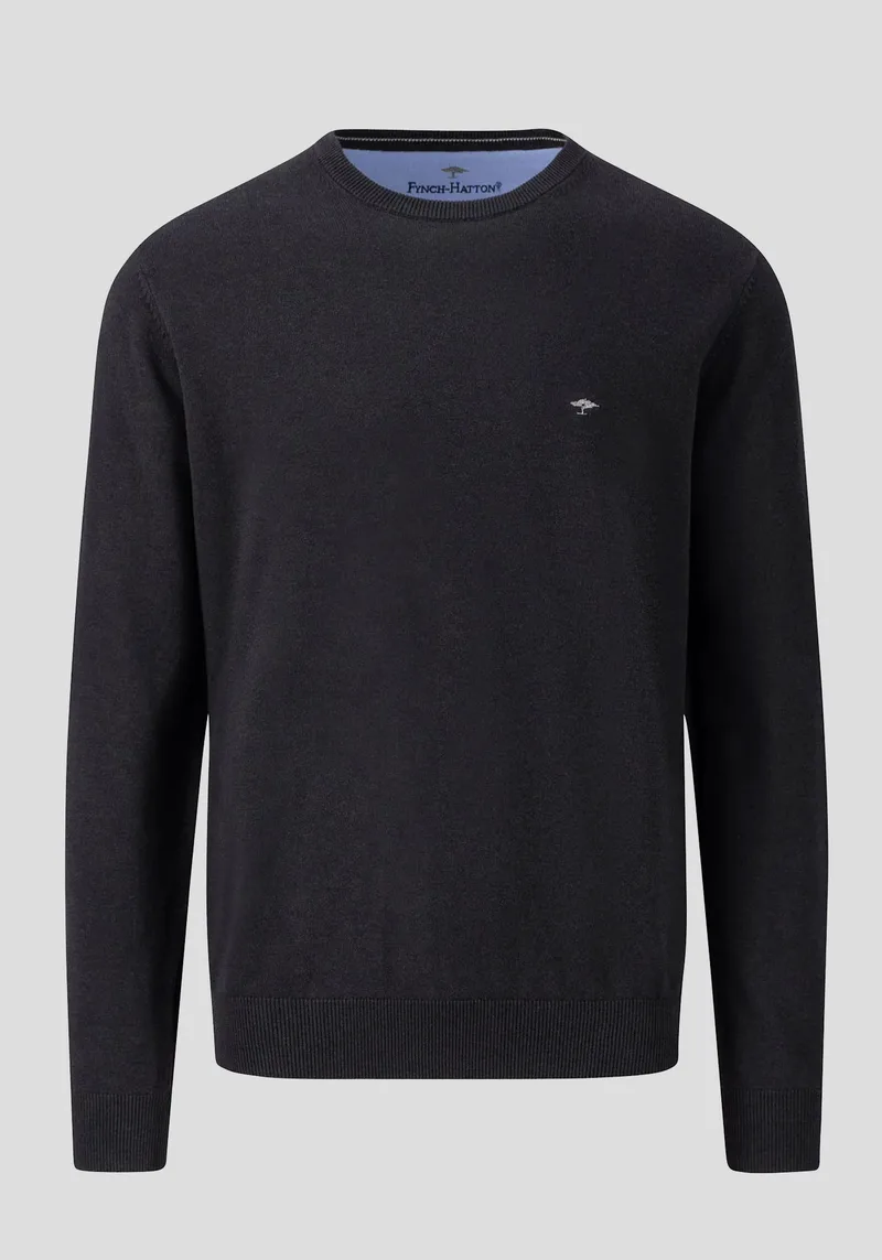 Fynch Hatton Πλεκτή μπλούζα της σειράς Superfine Cotton - 1414 210 999 Black