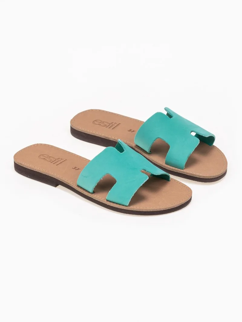 Estil Leather Sandals with Cutouts - 23 - Mint