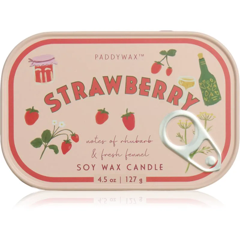 Paddywax Bistro Tin Strawberry αρωματικό κερί σε μεταλλικό βάζο 127 γρ