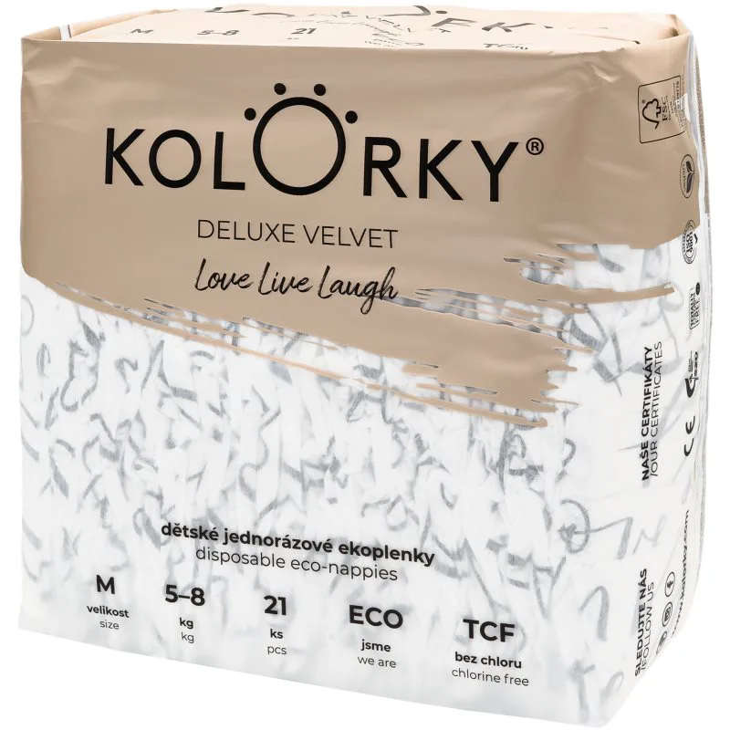 Kolorky Deluxe Velvet Love Live Laugh πάνες μιας χρήσης ECO μέγεθος M 5-8 Kg 21 τμχ