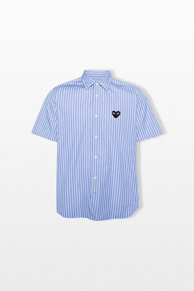COMME DES GARÇONS PLAY Ανδρικό Μπλε Heart-Patch Striped Shirt