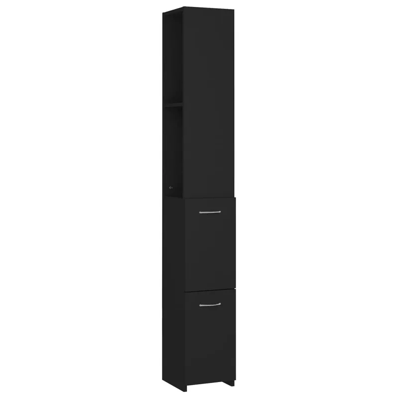 vidaXL Ντουλάπι Μπάνιου Μαύρο 25x26,5x170 εκ. Επεξεργασμένο Ξύλο
