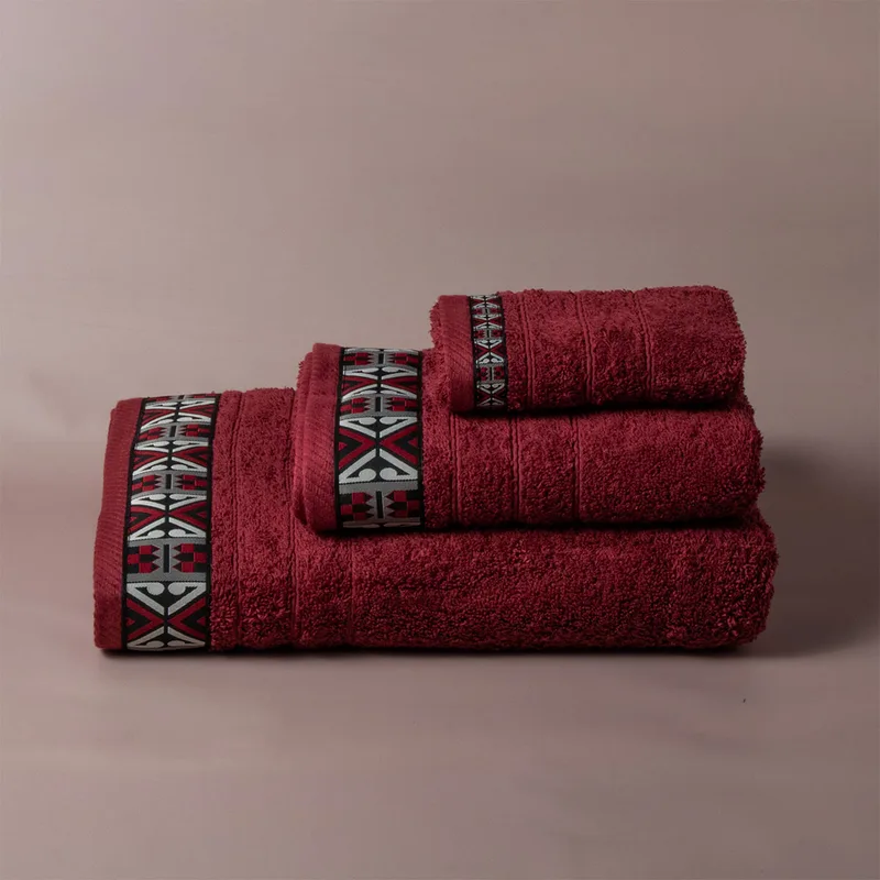 Πετσέτα Σώματος (70x140) White Fabric Perrin Bordeaux White 500gsm