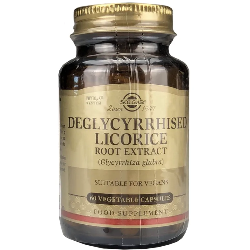 Solgar Deglycyrrhised Licorice Root Extract Συμπλήρωμα Διατροφής Εκχυλίσματος Ρίζας Γλυκόριζας για την Υποστήριξη της Πέψης & Ενίσχυση της Λειτουργίας του Στομάχου & Εντέρου 60veg.caps