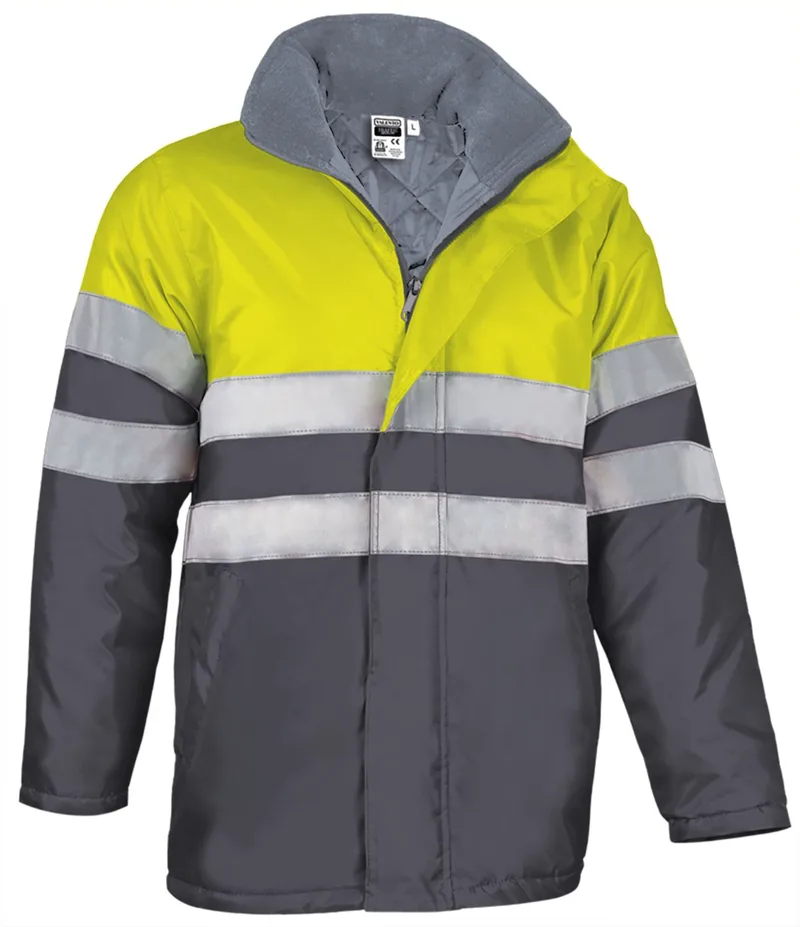 Hi-Vis Parka TRAFFIC Valento PKVATRAAG Fluo Yellow-Charcoal Grey
