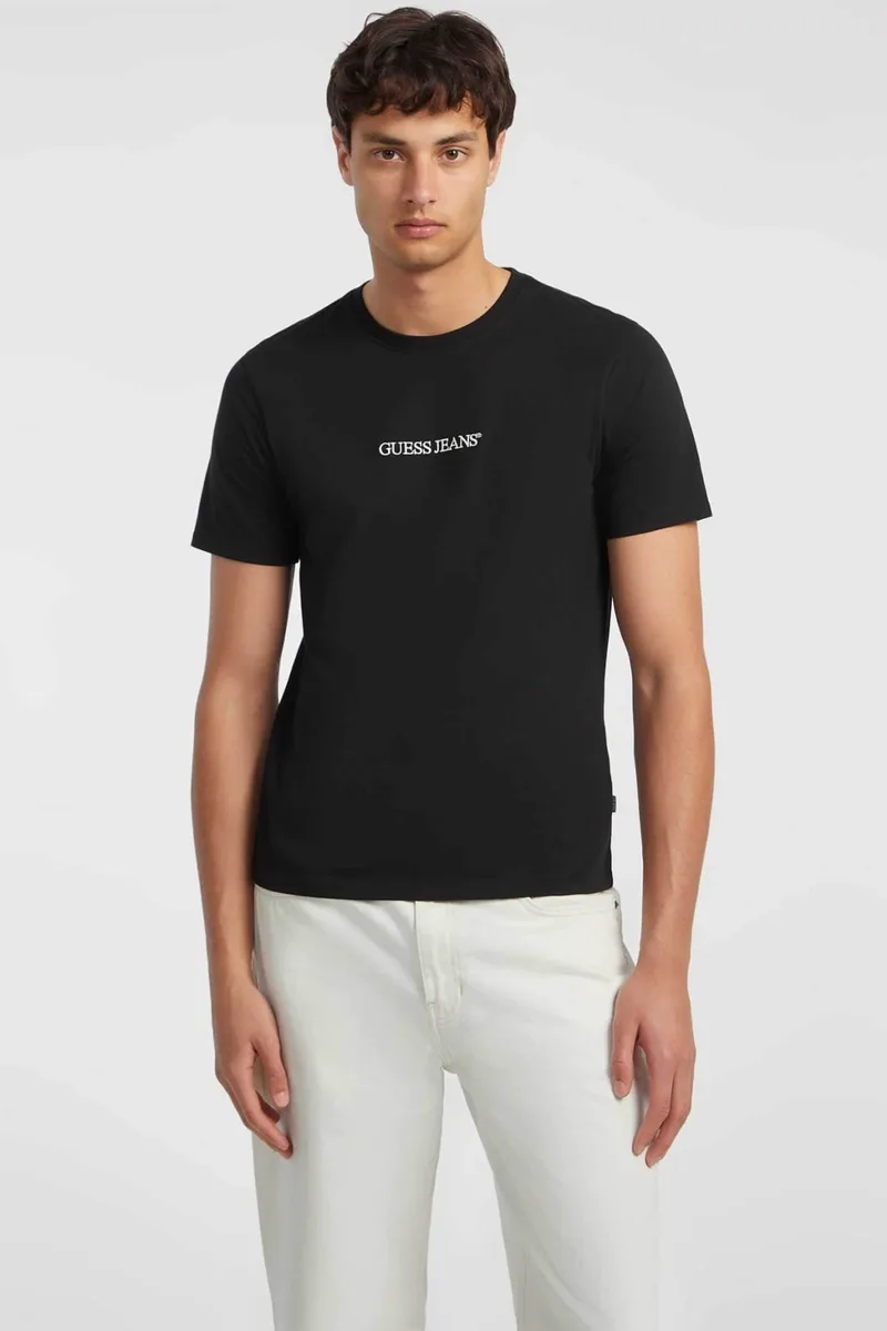 Guess ανδρικό T-Shirt με λογότυπο Slim Fit - M4YI52K8HM0 Μαύρο